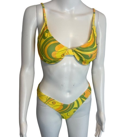 Forplay Wish You Were Here Underwire 2 Piece Bikini - Green Size L RefFNB3 - Picture 4 of 8